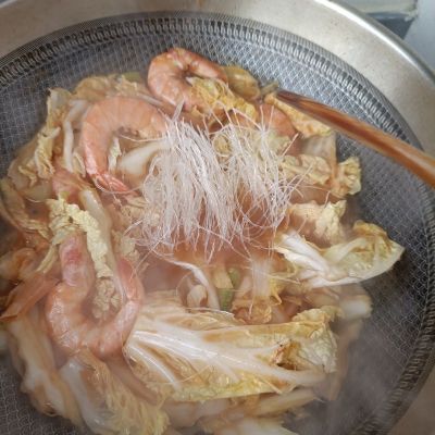 白菜粉丝炖大虾的做法步骤：14