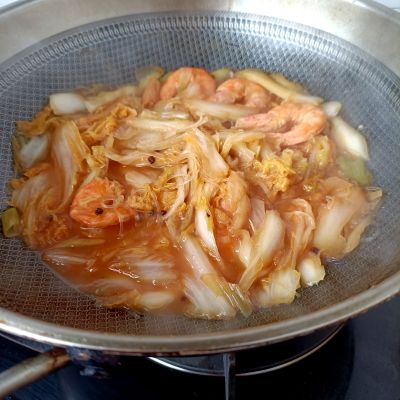 白菜粉丝炖大虾的做法步骤：16